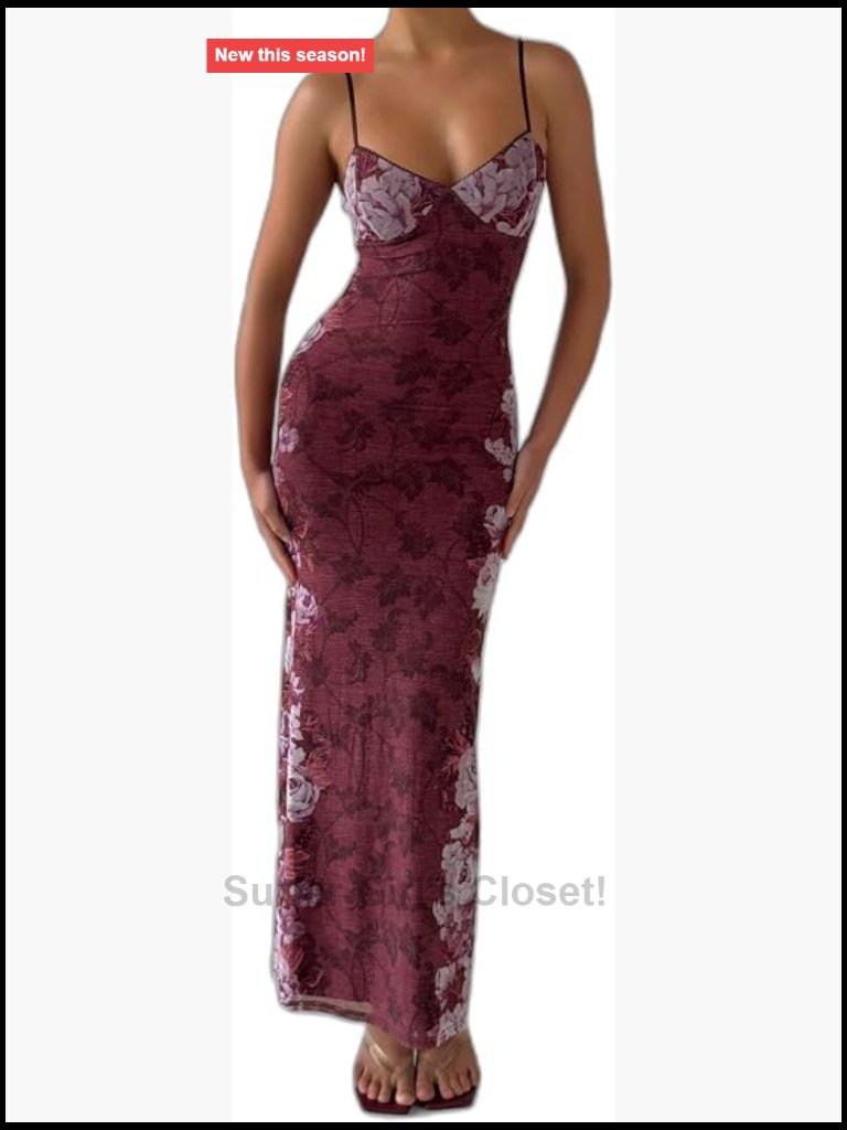 High-Stretch Mesh Adjustable Strap Maxi Dress